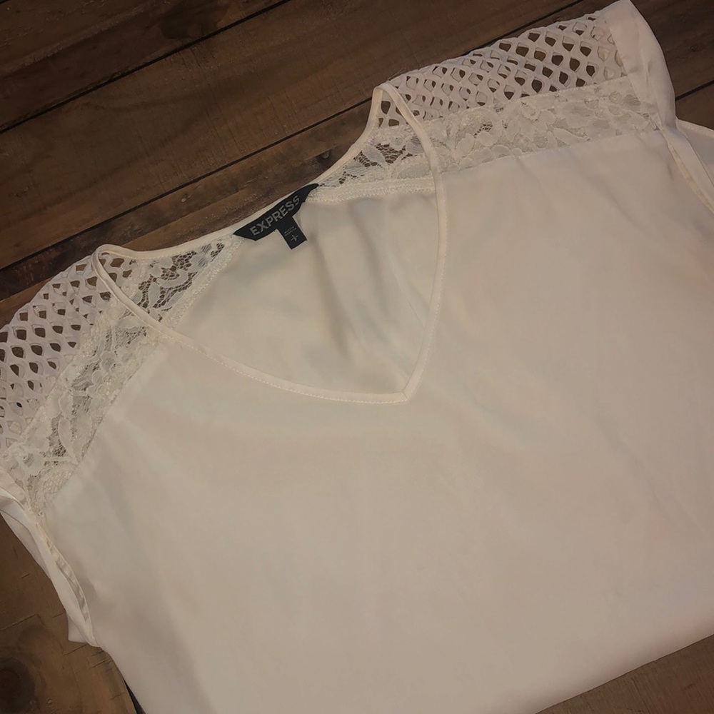 Express White Blouse with Cut Out Detail